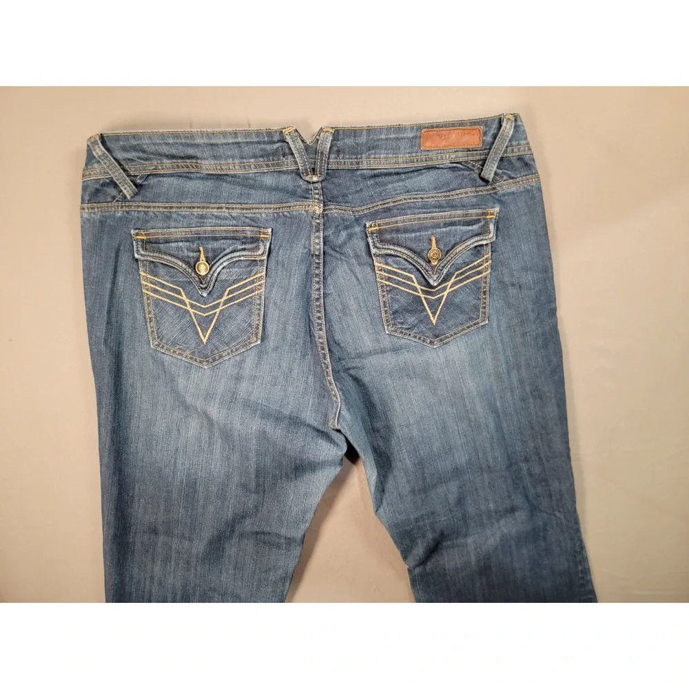 Vigoss Bootcut Jeans Womens 22 Medium Wash Flap Pocket Stretch Denim Blue
